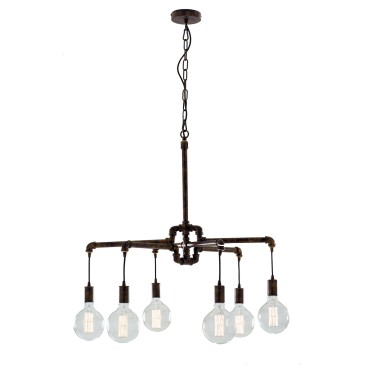 I-AMARCORD-S6 - Lustre à Suspension Vintage Rustic Rust Metal E27