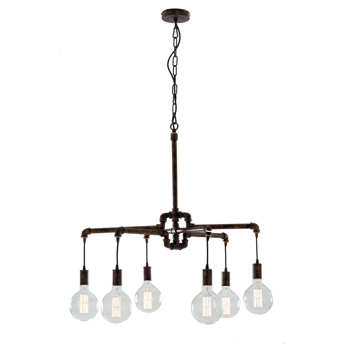 I-AMARCORD-S6 - Lustre à Suspension Vintage Rustic Rust Metal E27