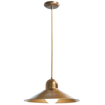 I-ORLEANS/S1 - Lampadario Sospensione Rame paralume Metallo Rustico Vintage E27