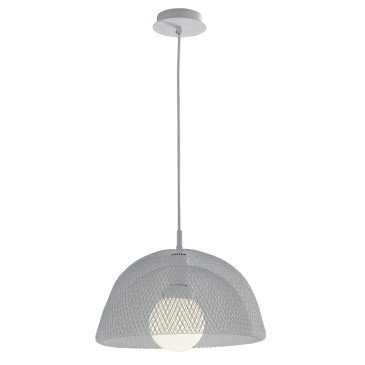 I-HAREM-S37 - Lampadario Sospensione Moderna Rete in Metallo Bianco Interni E27