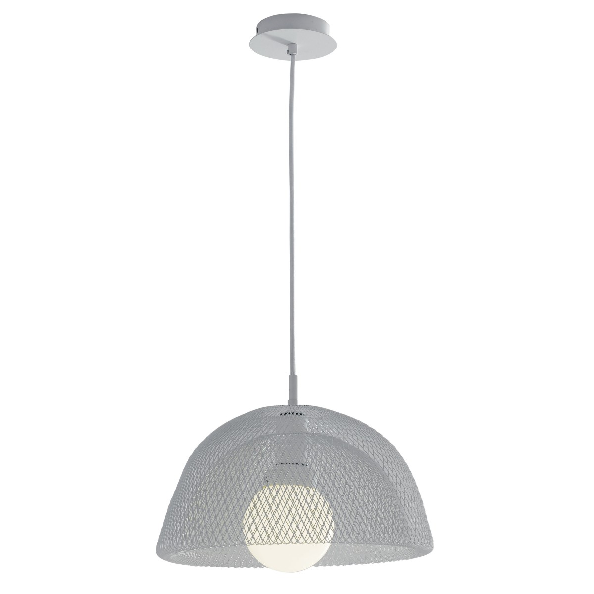 I-HAREM-S37 - Lampadario Sospensione Moderna Rete in Metallo Bianco Interni E27