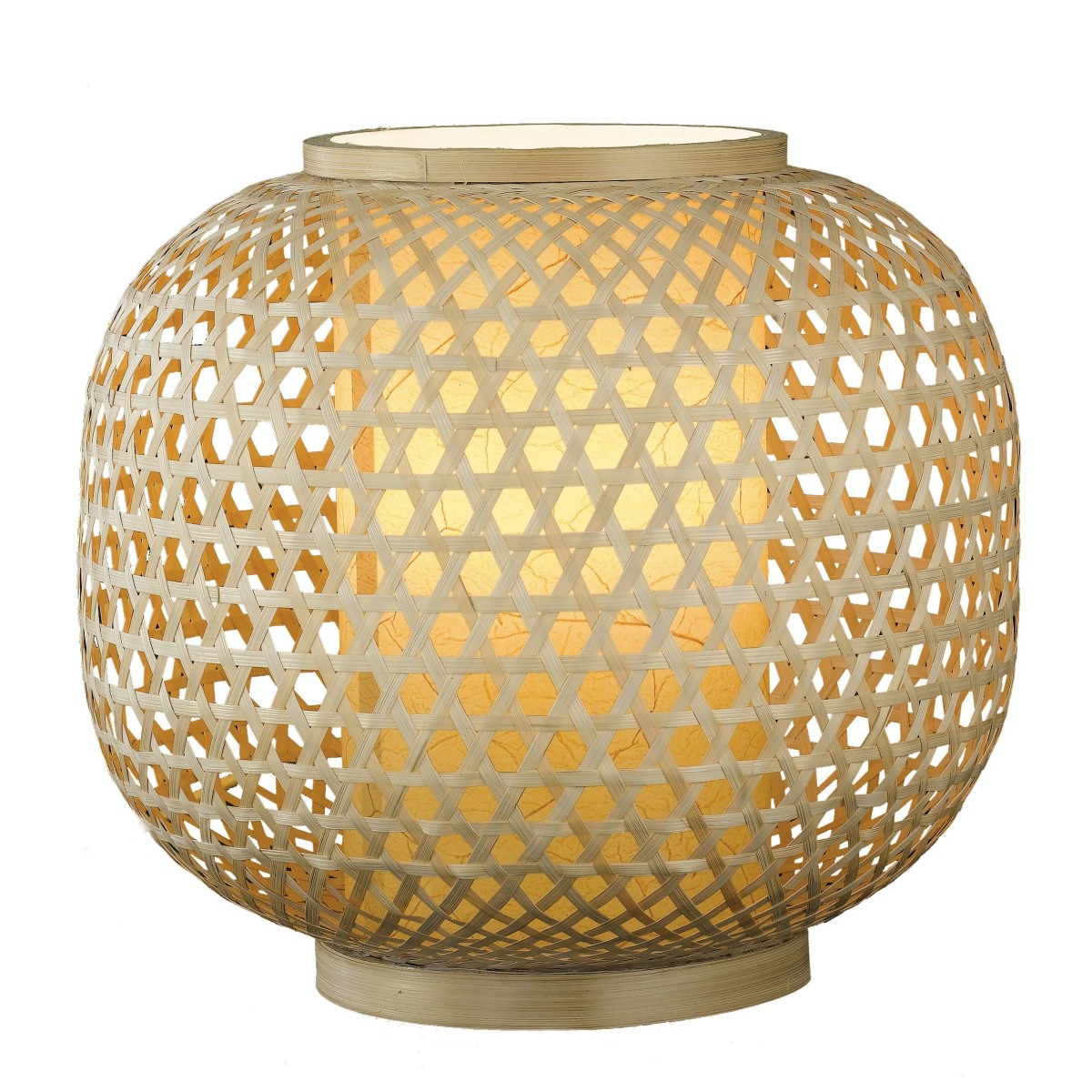 I-ZEN-LUME - Lampe ronde Lampe de table ethnique en bambou naturel tressé E27