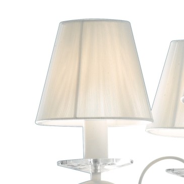 Lampadario Perla Bianco Paralume in Tessuto e Struttura in Metallo