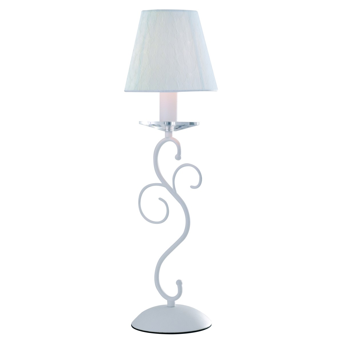 I-PERLA / L1 - Lampe de table K9 abat-jour métal blanc cristal Classic White Fabric E14