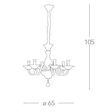 I-SOFFIO/6 - Lampadario a Sospensione Classico Pasta di Vetro Bianco Finiture Cromate E14