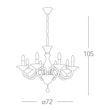 Lampadario Soffio 8 luci in Vetro Bianco con Finiture Cromo FanEurope