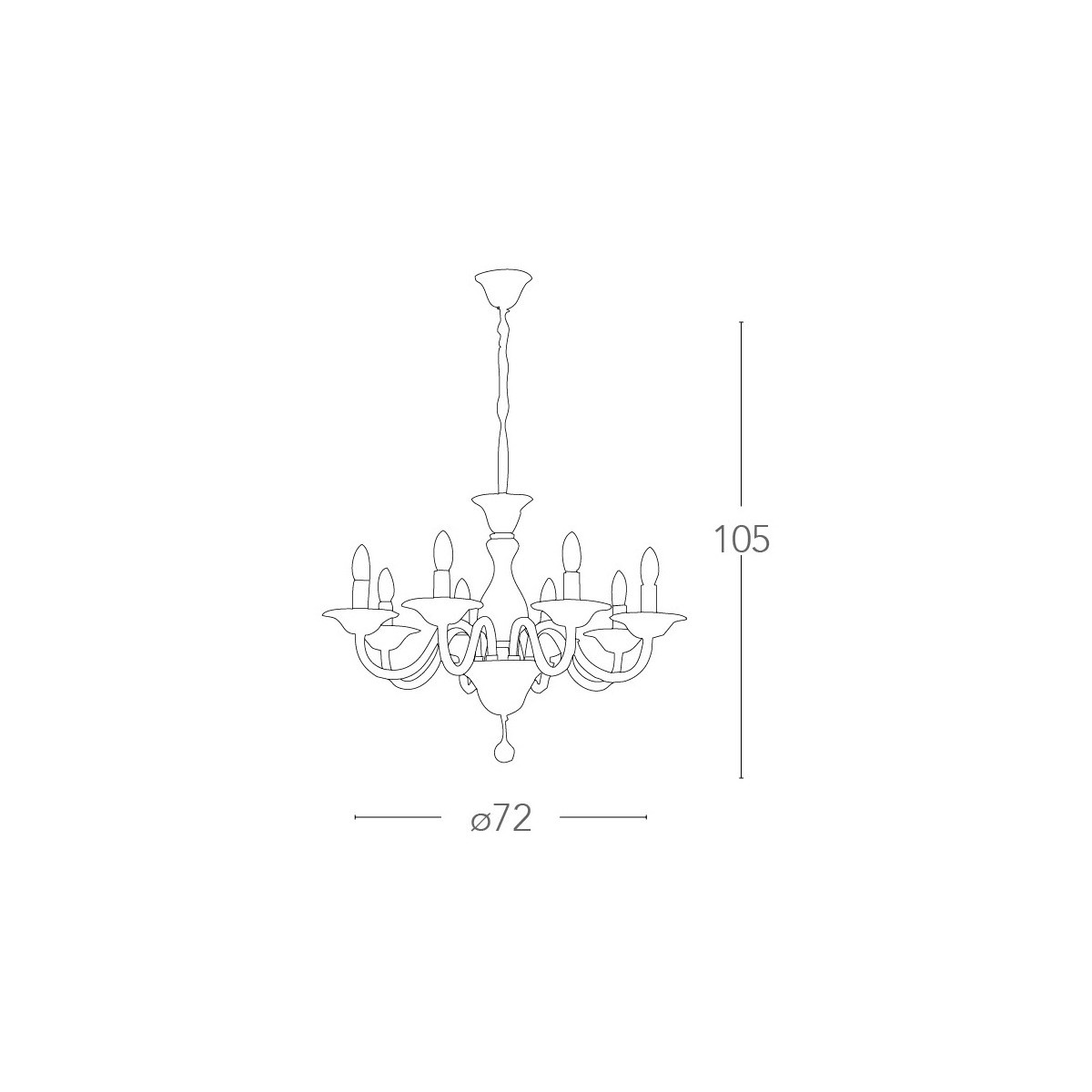 Lampadario Soffio 8 luci in Vetro Bianco con Finiture Cromo FanEurope