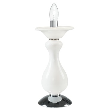 I-SOFFIO / LUME - Lampe de table classique en pâte de verre blanc Lume Chrome Finitions E14