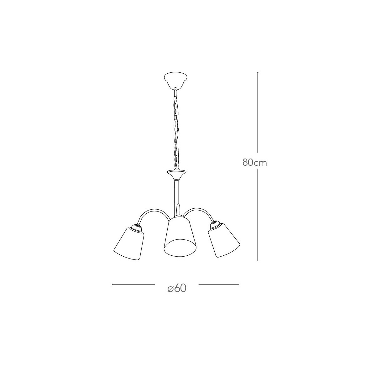 Lampadario 1162 3 luci in Metallo Nikel FanEurope