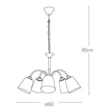 Lampadario 1162 5 luci in Metallo Oro FanEurope