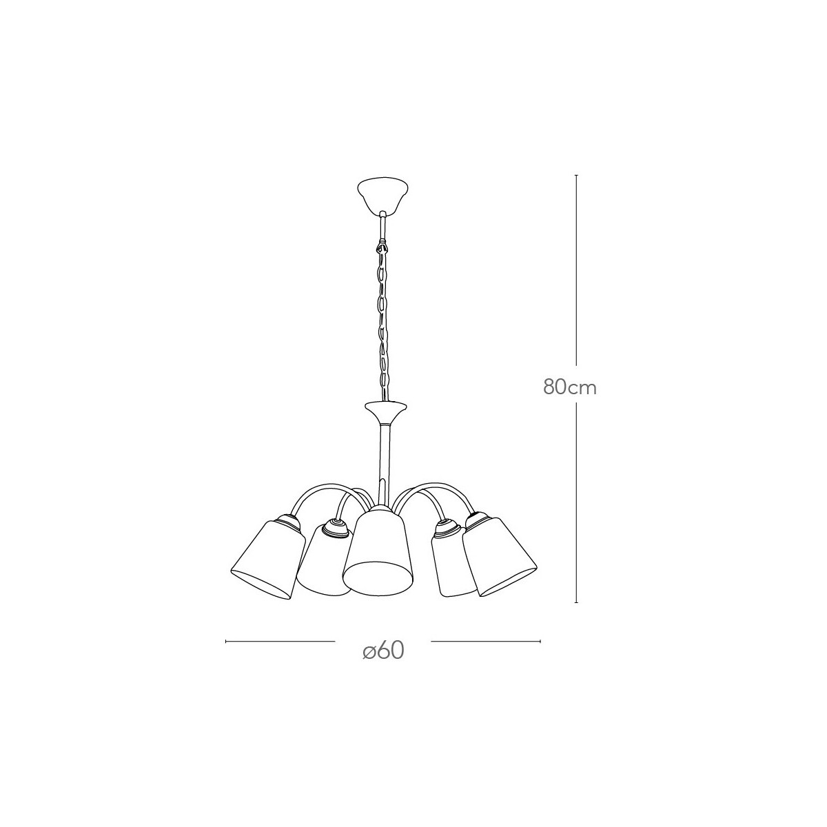 Lampadario 1162 5 luci in Metallo Oro FanEurope