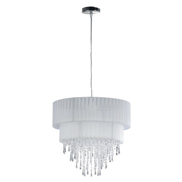 I-TWIST / S40 - Lustre à suspension classique, pendentifs en acrylique en tissu blanc E27