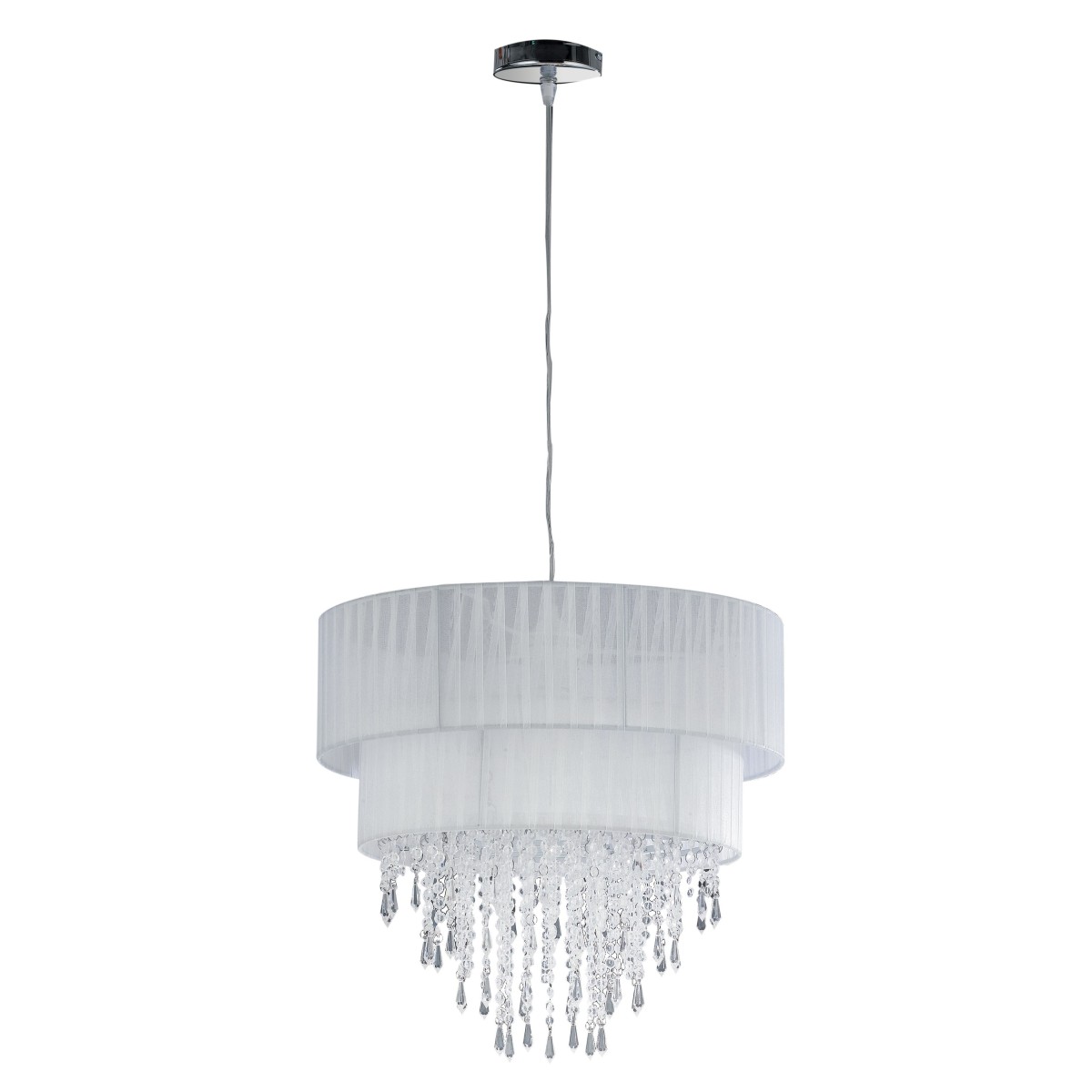 I-TWIST / S40 - Lustre à suspension classique, pendentifs en acrylique en tissu blanc E27