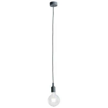 I-SILICON/PD GRI - Pendente Lampadina Silicone Grigio Sospensione Moderna Interno E27