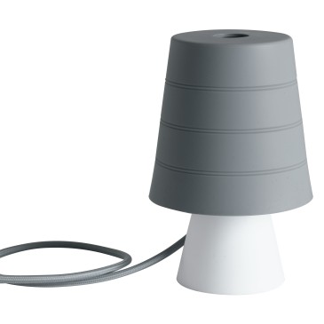 I-DRUM / L GRI - Lampe de table en silicone gris Soft Modern E14 abat-jour