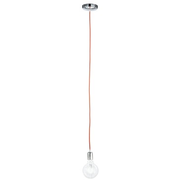 MT3201903 - Câble Pendentif Pendentif Tissu Rouge Finition Chrome Moderne E27