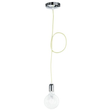 MT3201904 - Suspension moderne avec câble en tissu jaune fini chrome E27