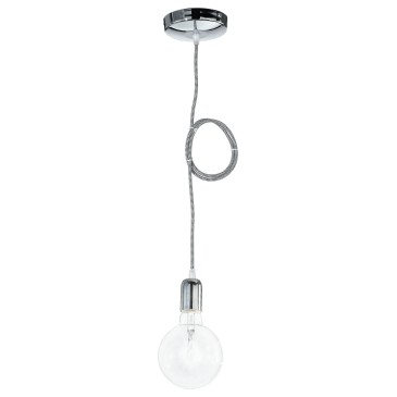 MT3201900 - Le câble de suspension en tissu blanc noir chrome termine l'intérieur moderne E27