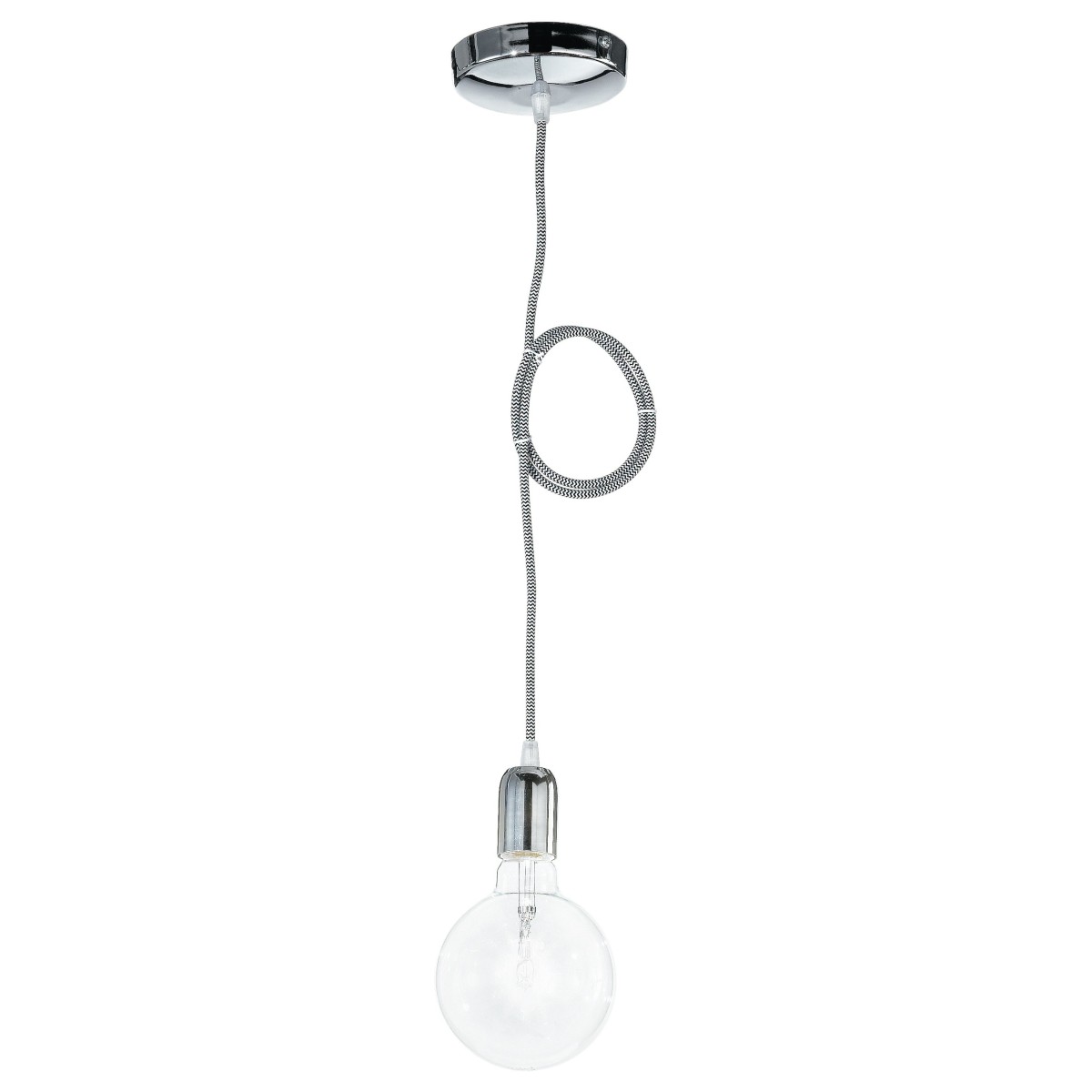 MT3201900 - Le câble de suspension en tissu blanc noir chrome termine l'intérieur moderne E27