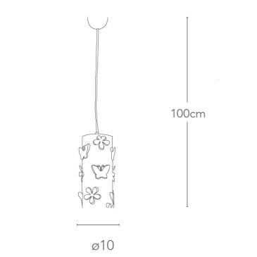 Pendente a Filo Butterfly con Paralume in acciaio Fiori e Farfalle Intagliati a Laser Fan Europe