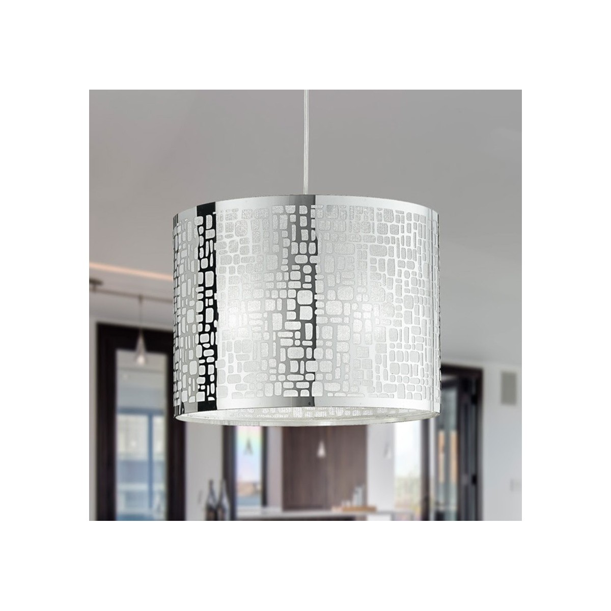 I-MAYA/S35 - Lampadario a Sospensione Circolare Acciaio Intaglio Laser Moderno E27