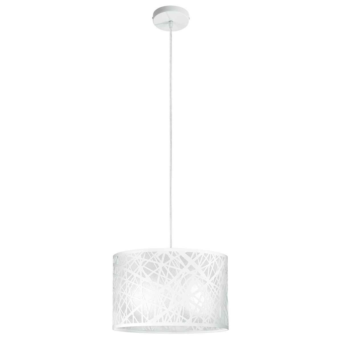 I-BATIK/S35 - Lampadario Sospeso Circolare Acciaio Bianco decoro Astratto Intagliato Interno Moderno E27