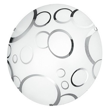 I-BUBBLE/PL40 - Plafoniera Tonda Vetro Bianco Bolle Cromo Soffitto Parete Moderna E27