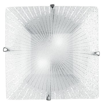 I-ISIDE/PL30 - Plafoniera Quadrata decoro Raggi Vetro Diamantato Lampada Moderna E27