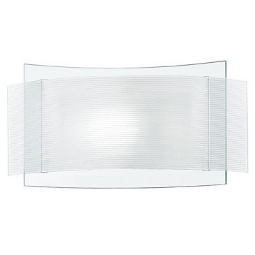 I-RIGHE/AP - Applique Doppio Vetro Trasparente e Bianco Rigato Lampada da Parete Moderna Interno E27