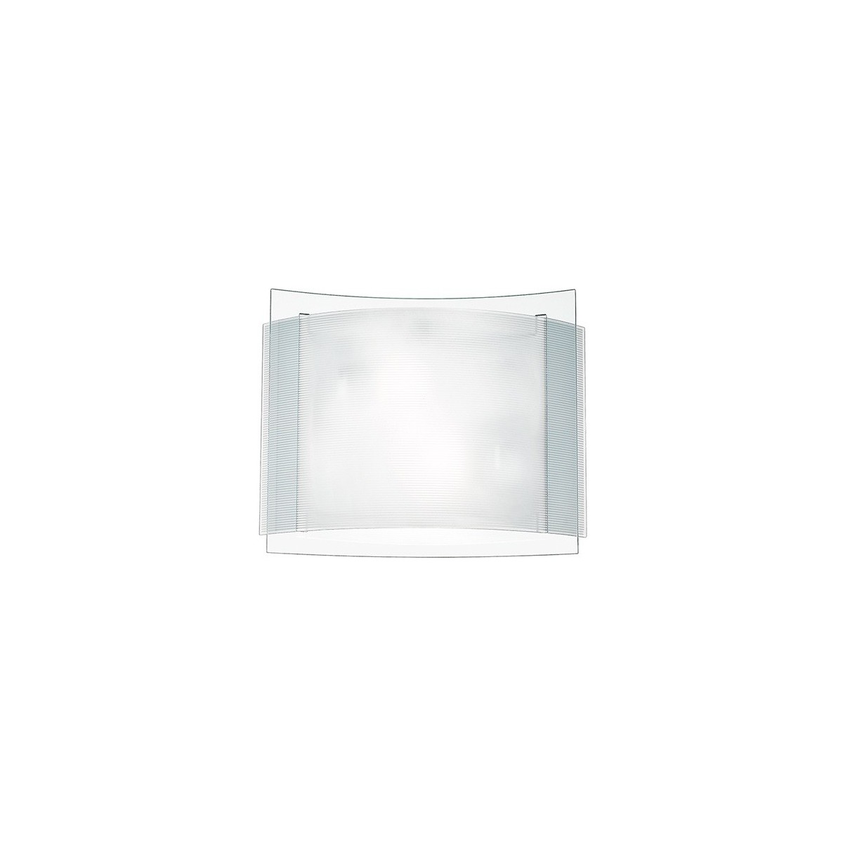 I-RIGHE/PL30 - Plafoniera Quadrata Doppio Vetro Bianco Rigato e Trasparente Lampada Moderna E27