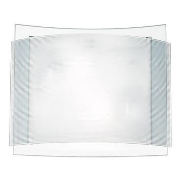 I-RIGHE / PL40 - Plafonnier Moderne Double Intérieur Verre Transparent Rayé Blanc E27