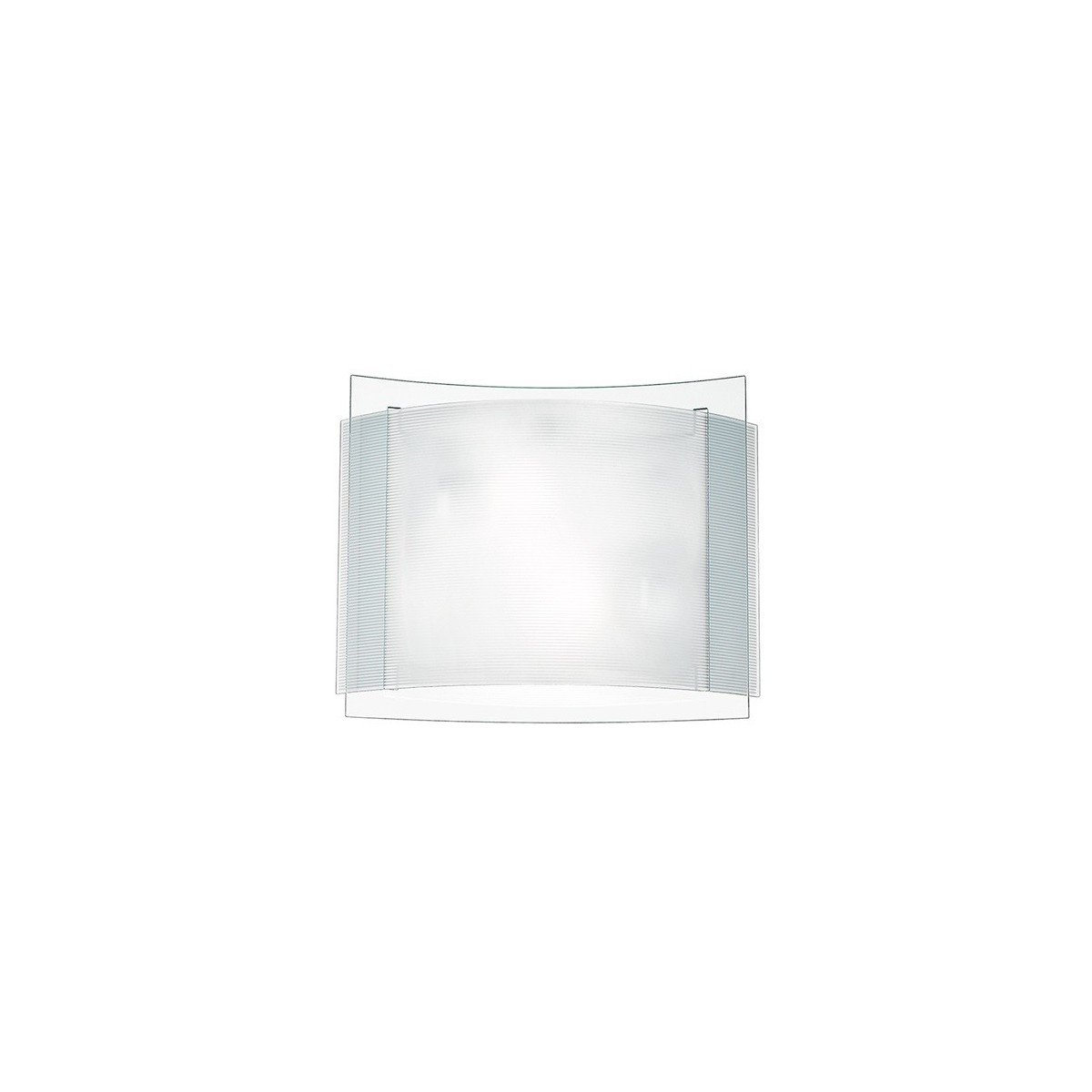 I-RIGHE / PL40 - Plafonnier Moderne Double Intérieur Verre Transparent Rayé Blanc E27