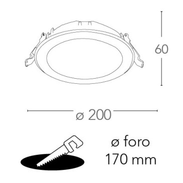 Faretto a Incasso Horus Tondo 20 cm in Termoplastica Bianca Led 20 watt 4000 kelvin FanEurope