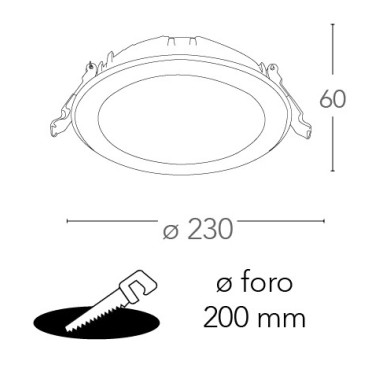 Faretto a Incasso Horus Tondo 23 cm in Termoplastica Bianca Led 25 watt 4000 kelvin FanEurope