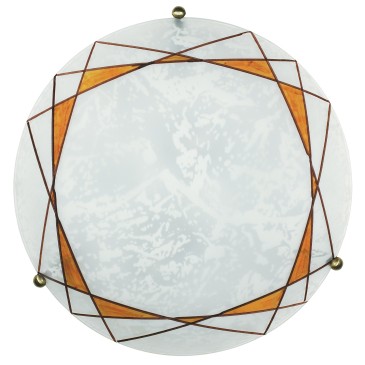 I-ROSITA/PL30 - Plafoniera Tonda decoro Geometrico Ambra Vetro Satinato Lampada Classica E27