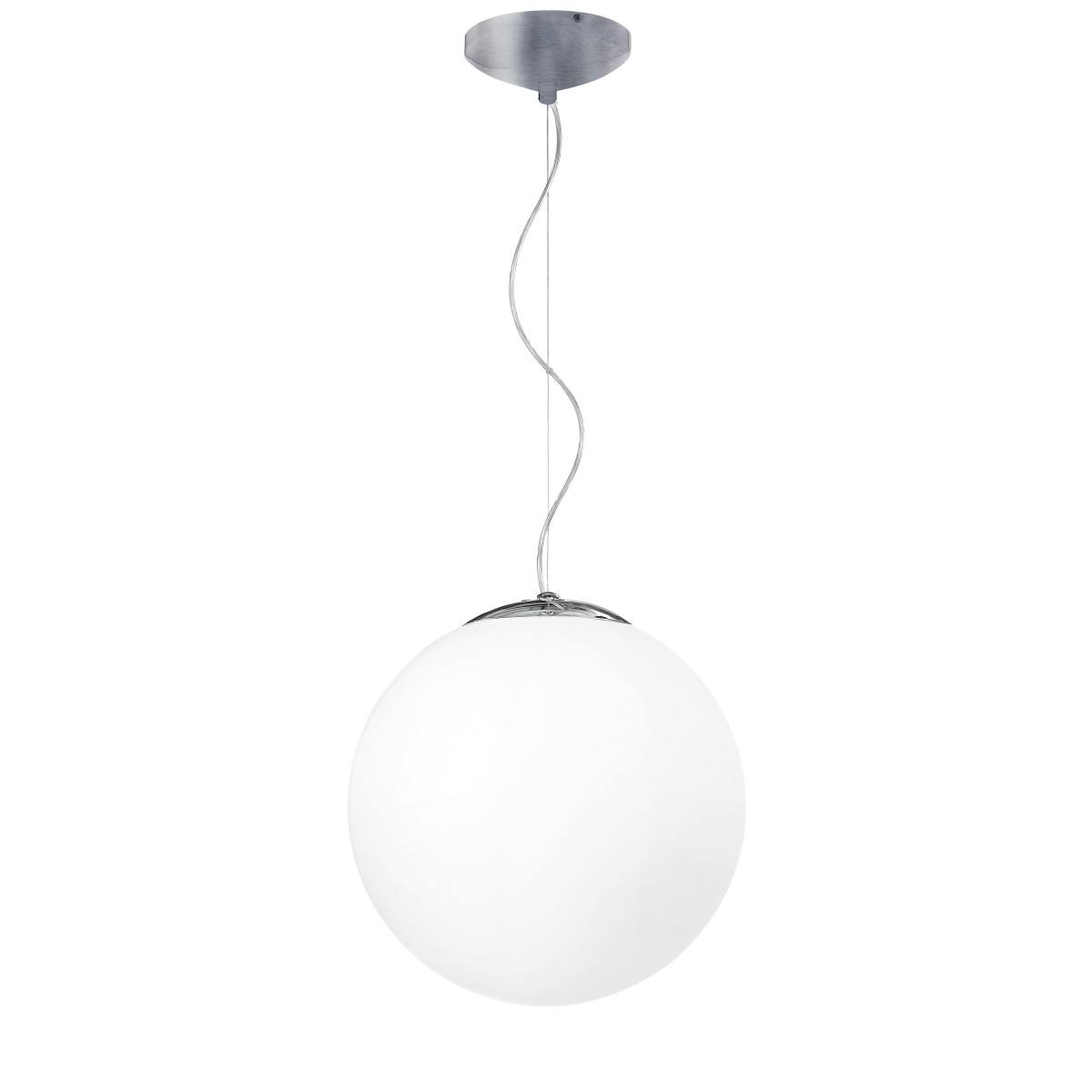 Lampadario City Sferico 35 cm in Vetro Bianco con Sospensione Cromo FanEurope