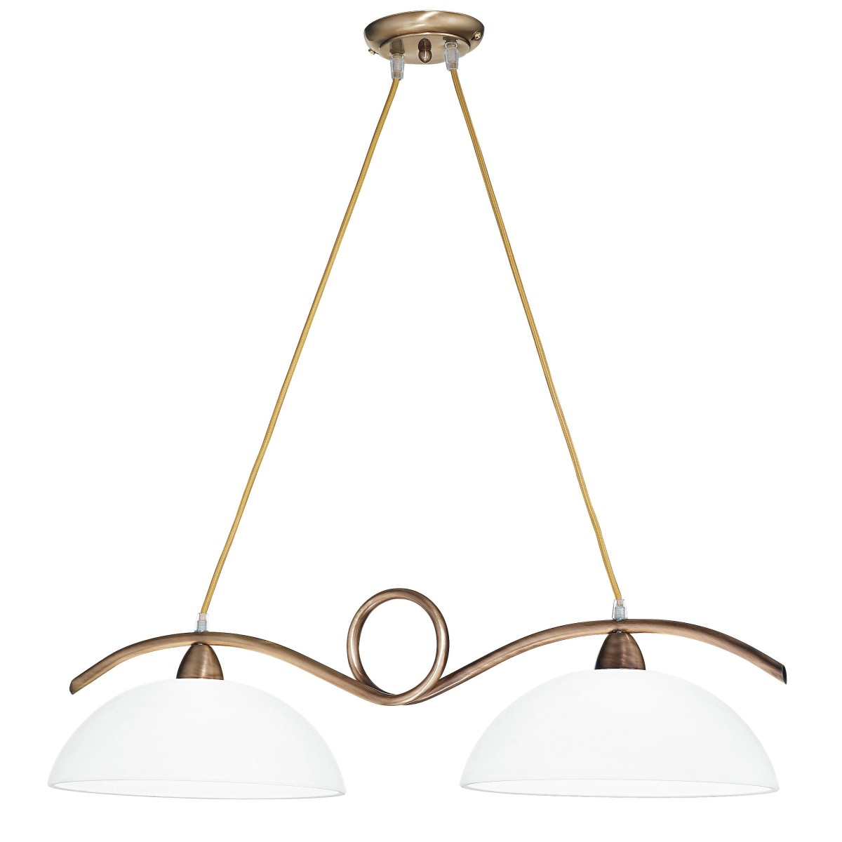 I-HALLEY/2 BR - Sospensione Biliardo Metallo Bronzo diffusori Vetro Lampadario Moderno E27