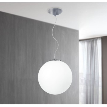 I-LAMPD/S45 BCO - Sospensione Sferica Lampadario Moderno Vetro Bianco E27