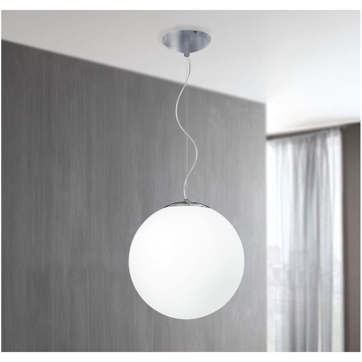 I-LAMPD/S45 BCO - Sospensione Sferica Lampadario Moderno Vetro Bianco E27