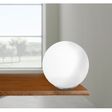 I-LAMPD/L20 BCO - Lume Vetro Bianco Globo Moderno Lampada da Tavolo Interni E27