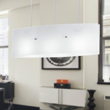 I-AMSTERDAM/S130 - Lampadario a Sospensione Vetro Bianco Interno Moderno E27