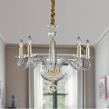 I-EPOQUE/5 - Lampadario Cristallo Finiture Oro Interni Classici E14