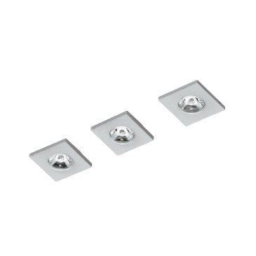 INC-SIRIO-Q3 - Kit 3 Faretti a Incasso Quadrati Alluminio Nikel Spazzolato Led 3 watt Luce Naturale