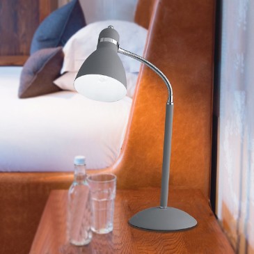 I-PEOPLE-L GR - Lampada da Tavolo Scrivania Orientabile Metallo Grigio Interno Moderno E27