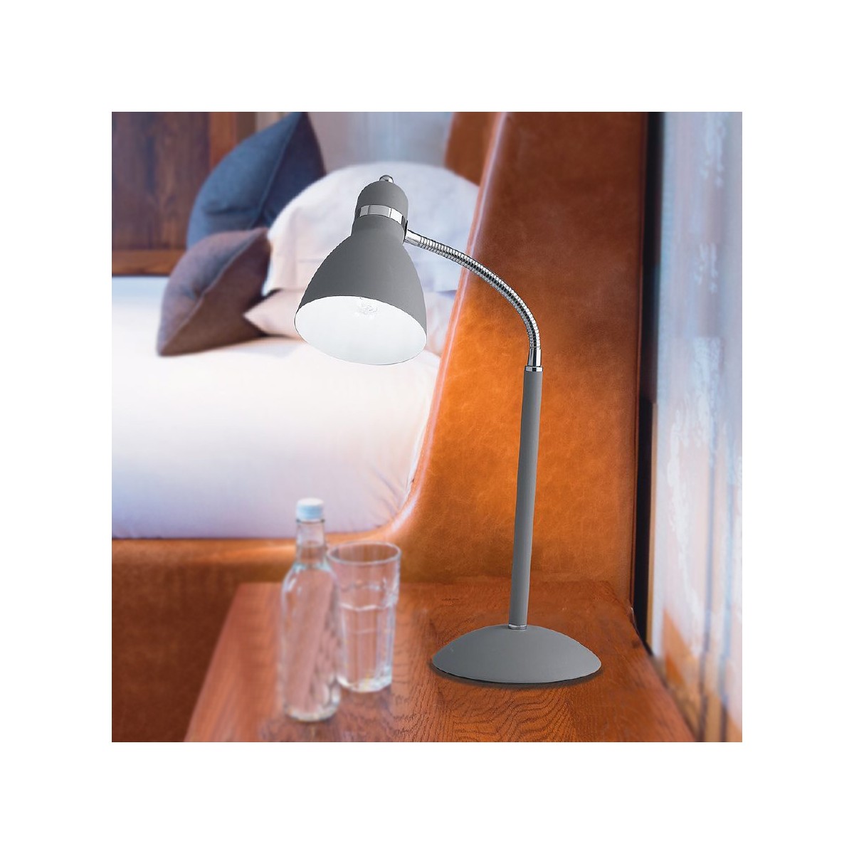 I-PEOPLE-L GR - Lampada da Tavolo Scrivania Orientabile Metallo Grigio Interno Moderno E27