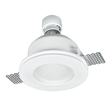 INC-SNOW-R - Faretto a Incasso Scomparsa Controsoffitto Tondo Gesso Verniciabile diffusore Vetro GU10