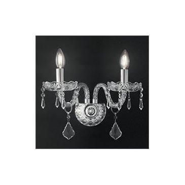 Applique élégante en cristal transparent gouttes finitions chromées Lampe classique E14