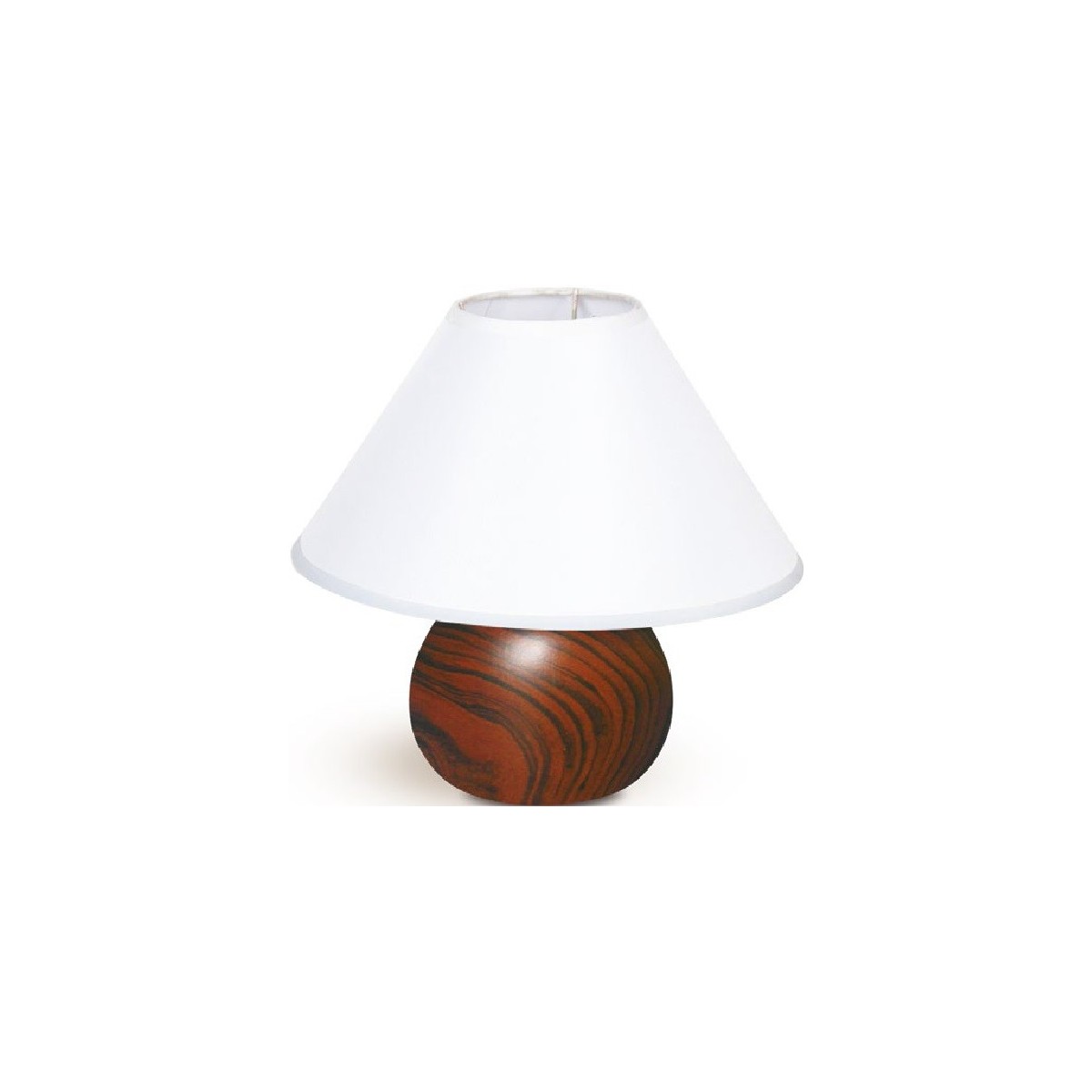 I-174/01500 - Lume base Tonda Ceramica Texture Legno paralume Tessuto Bianco Lampada Classica E14