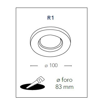 INC-PHANTOM-R1 - Faretto Tondo Gesso Verniciabile Incasso Controsoffitto GU10