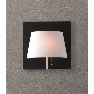 LED-WHAROL-BW - Applique Metallo Nero Paralume Bianco Lampad Moderna Led 6 watt Luce Naturale